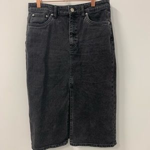 Black denim pencil skirt